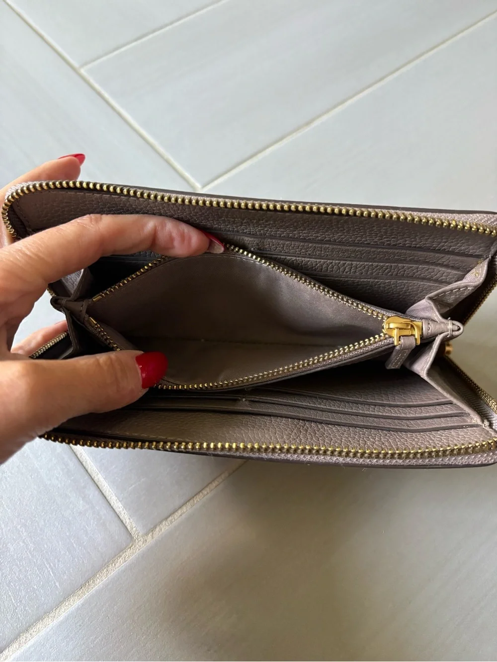 Tory Burch Britten Zip Continental Wallet | Portobello with Gold Logo